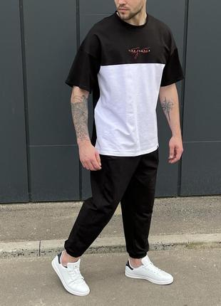 Футболка + штани,  демісезонний комплект оверсайз весна/літо з патріотичним принтом вишивкою