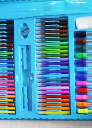 Набор для рисования чемодан 208 предметов цвет синий4 фото