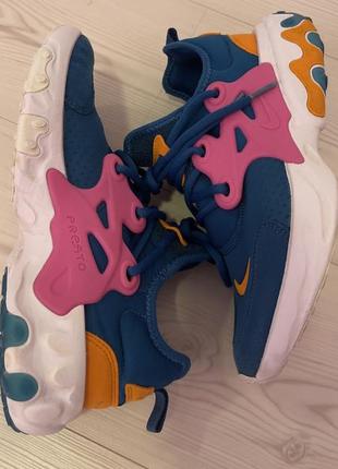 Жіночі круті бігові кросівки nike react presto (gs) green abyss/laser fuchsia 38,5. 24cm.