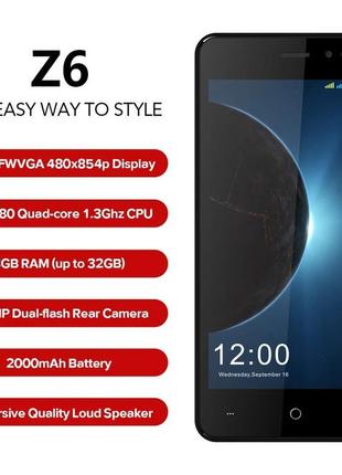 Смартфон leagoo z6+подарки(bluetooth наушники, чехол и пленка)