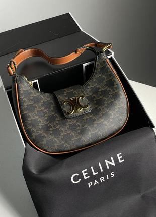 Сумка celine medium ava triomphe bag in triomphe canvas and calfskin tan2 фото