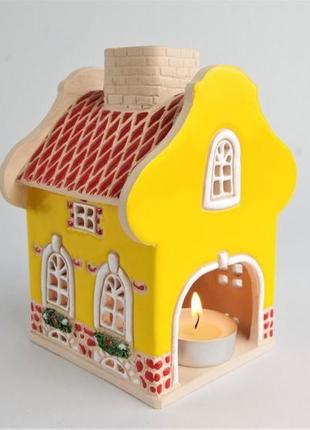 Керамический домик подсвечник - аромалампа  "барокко". домашний декор от "керомисто"5 фото