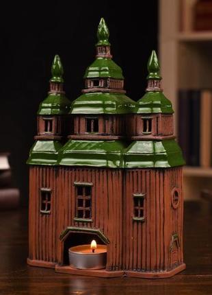 Керамічний будиночок-свічник "церква в пирогово". український сувенір від "керамісто"5 фото