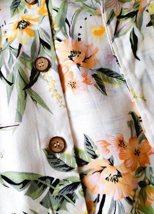 Льняное платье в тропический принт7 фото
