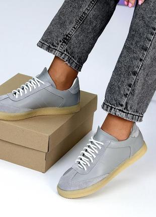 Серые качественные натуральные замш+кожа кроссовки кеды в стиле adidas 37-401 фото