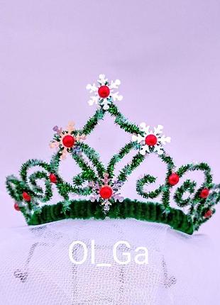 Корона зелёная диадема на ободке