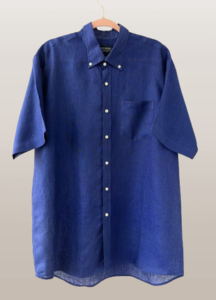 Льняная рубашка мужская bots&bots(европа) синего цвета новая