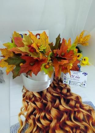 Венок "золотая осень" из клиновые листьев и ягодручная работа5 фото