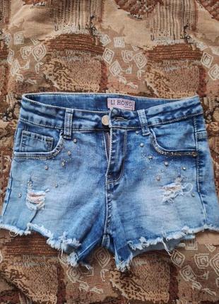 Шорты джинсовые,размер 134(8-9 лет)1 фото