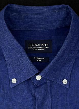Льняная рубашка мужская bots&bots(европа) синего цвета новая5 фото