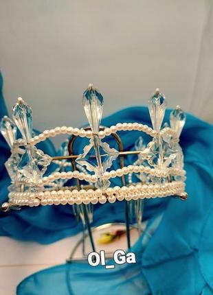 Тиара диадема корона "кристал и жемчуг " 1