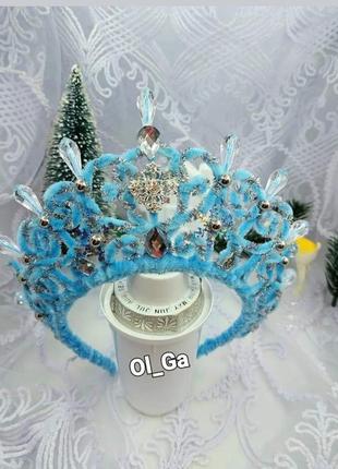 Корона  "сніжної королеви,  сніжинки " блакитна1 фото