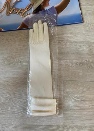 Белые длинные перчатки сетка1 фото