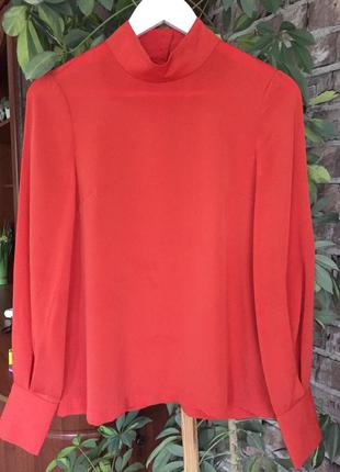 Актуальна блуза з пишним рукавом кірпічного кольору h&m,xc🔥