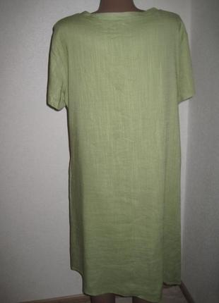 Зеленое льняное платье размерxl3 фото