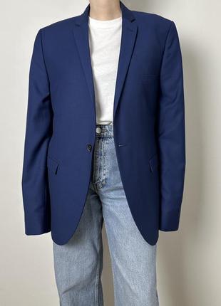 Яскравий синій піджак із чоловічого плеча оверсайз2 фото