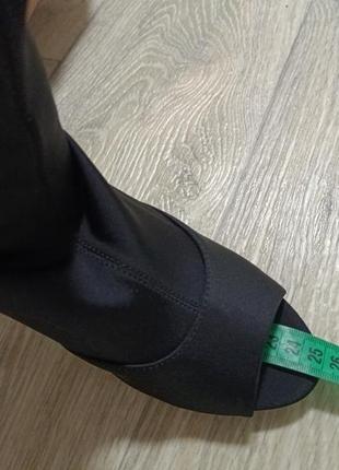 Тканинні чоботи на підборах до коліна zara ботфорти відкритий носок чулки хілси