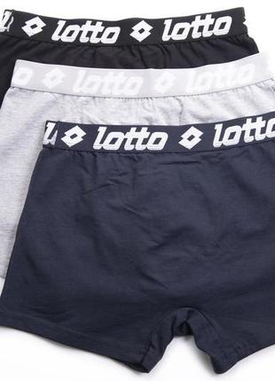 Lotto чоловічі труси-шорти боксери чорні, сірі, сині — набір 3...3 фото