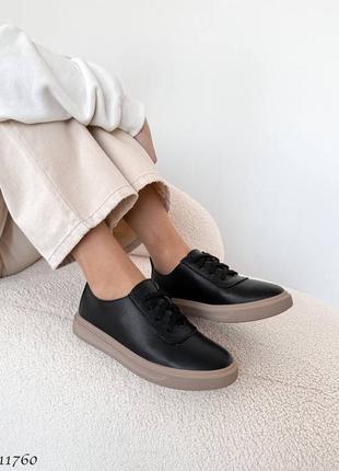 Черные базовые женские кроссовки кеды мокасины из натуральной кожи кожаные мокасины кроссовки10 фото
