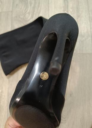 Тканинні чоботи на підборах до коліна zara ботфорти відкритий носок чулки хілси