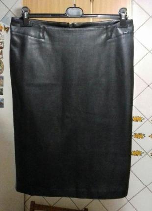 Чёрная юбка с экокожи кожаная юбка юбка карандаш с эко кожи3 фото
