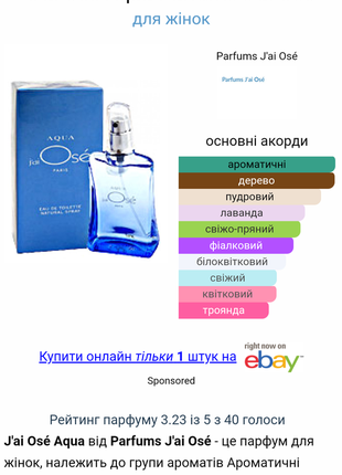 Parfums j`ai ose aqua, 50 ml - оригинал, редкость6 фото