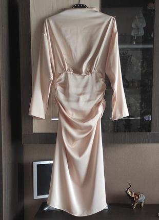 Shein сатиновое платье с драпировкой xs1 фото