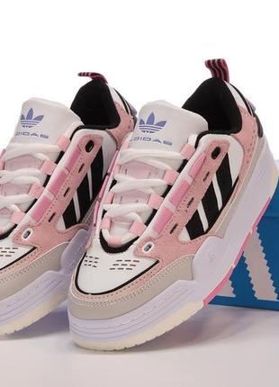 Жіночі шкіряні кросівки adidas originals adi2000 white pink адідас аді 20001 фото