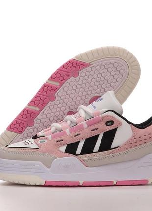 Жіночі шкіряні кросівки adidas originals adi2000 white pink адідас аді 20006 фото