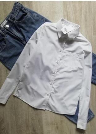 Базовая белая рубашка, рубашка, блузка, блуза, рубашка прямого кроя4 фото