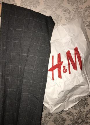 H&m широкі прямі брюки класика гленчек