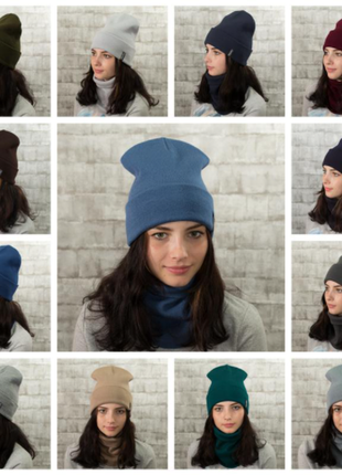 Стильний жіночий комплект шапка хомут баф1 фото