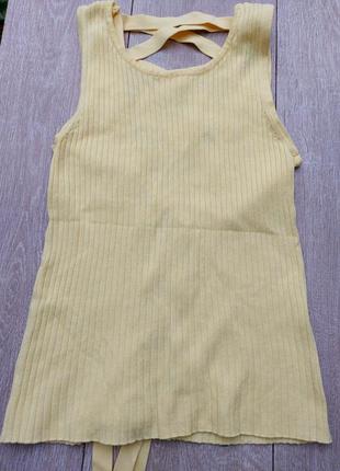 Стильный яркий трикотажный топ маечка в рубчик на шнуровке tally weijl