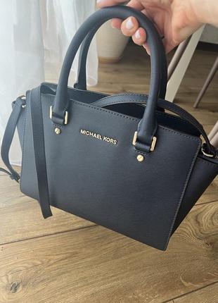 Сумка michael kors б/у моя легендарная selma средняя navy blue