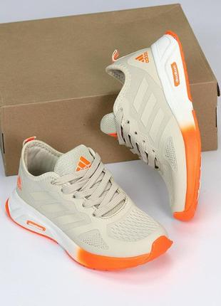Беж легкие текстильные кроссовки сетка для бега/спорта в стиле adidas 36,373 фото