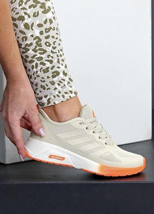Беж легкие текстильные кроссовки сетка для бега/спорта в стиле adidas 36,377 фото
