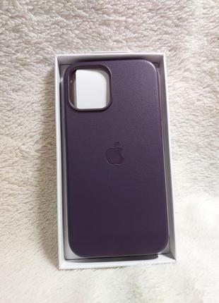 Шкіряний чохол leather case with magsafe для iPhone 14 pro max рожевий