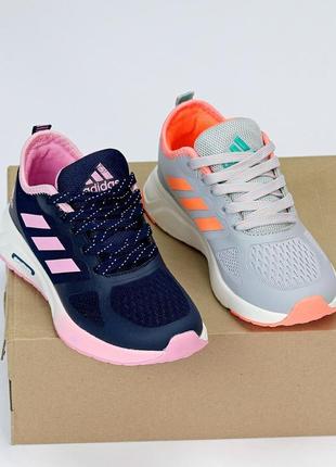 Сині легкі текстильні кросівки сітка в стилі adidas 35,5-399 фото