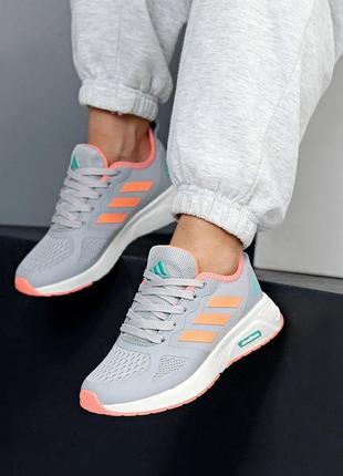 Сірі легкі текстильні кросівки сітка в стилі adidas 35,5-38