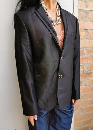 Вовняний піджак paulo boselli зі стразами чоловічий шерсть сатиновий6 фото