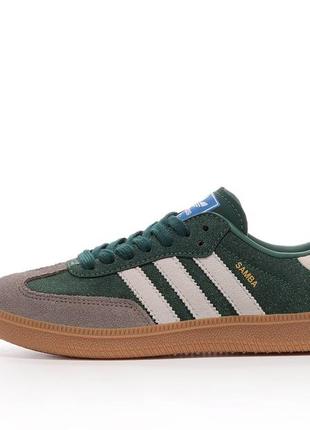 Женские замшевые кроссовки adidas samba grey green адидас самба2 фото