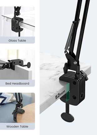 Тримач затискач для смартфона планшета ugreen tablet holder with overhead long arm настільний black (lp144)6 фото