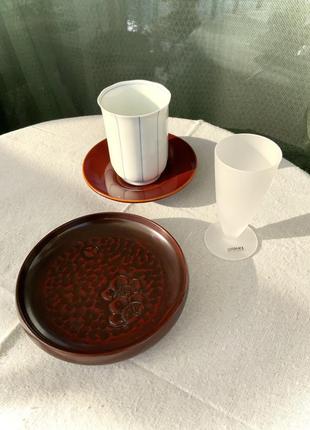 Набор посуды япония чашка тарелка фарфор стекло винтаж4 фото