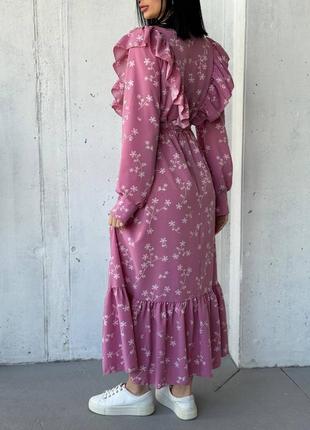 Волшебное длинное цветочное платье женское с рюшами, платье в цветочный принт/ 42-44,46-48,50-52 / мод 1605 фото