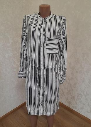 Невероятное новое платье рубашка в полоску с льном