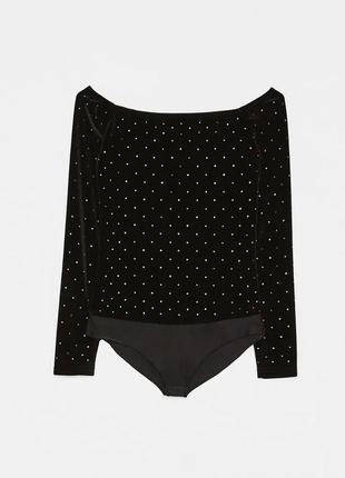 Bershka бархатное боди лонгслив в камешке xs черное2 фото