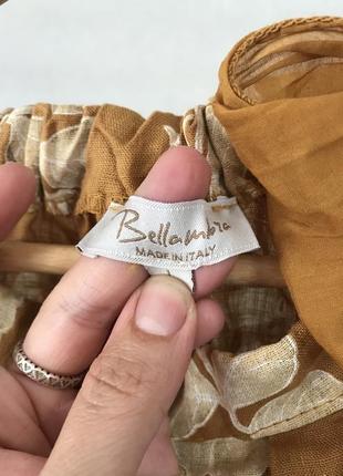Якісний гірчичний льняний сарафан з бантом на шиї італія bellambra 100% льон 🧡🌱6 фото