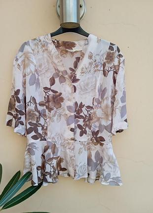Блузка шелк с поясом р.38