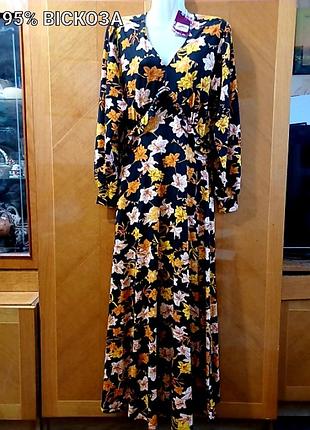Новое стильное длинное вискозное платье в цветах р.10 от joe browns