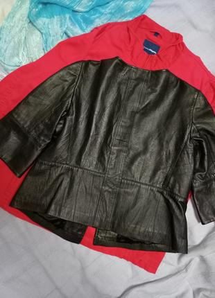 Короткая кожаная курточка с укороченными рукавами, без воротника,42-48разм,inspire by rino&pelle.4 фото